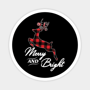 Merry and Bright Christmas Holiday,Merry And Bright. Buffalo Plaid Christmas Design Magnet